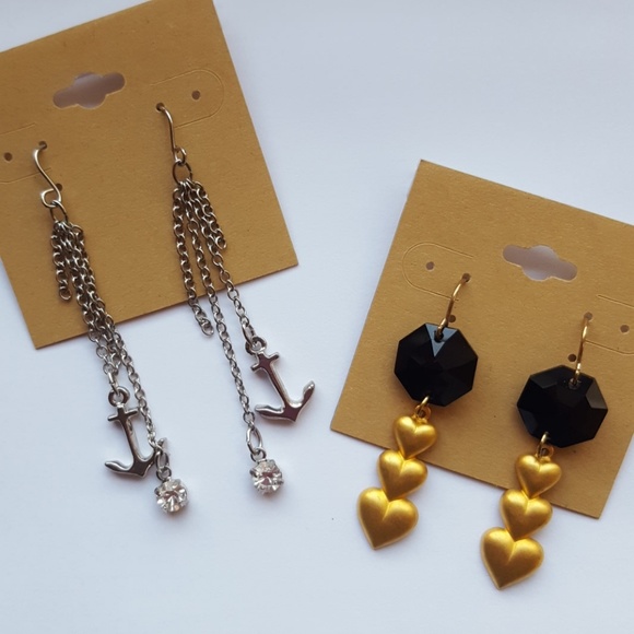 Jewelry - 2 pairs earrings: Anchors & Hearts